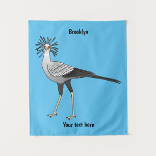 Secretary bird cartoon illustration tapestry
