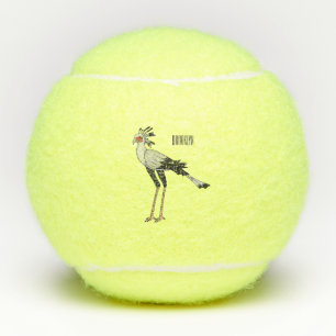 Secretary bird cartoon illustration tennis balls