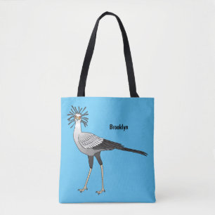 Secretary bird cartoon illustration  tote bag