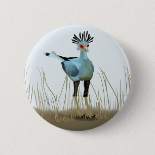 Secretary Bird of South Africa 6 Cm Round Badge