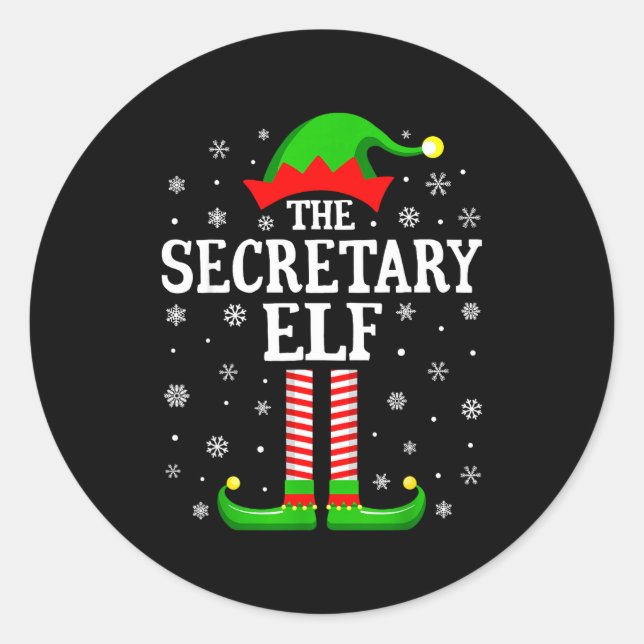 Secretary Elf Funny Christmas Family Matching  Classic Round Sticker (Front)