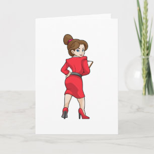 Secretary in Dress with High Heels Card