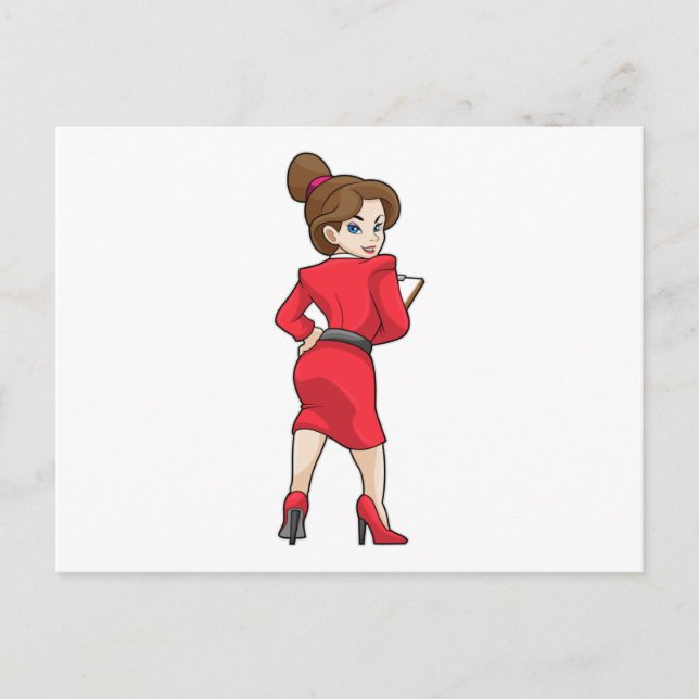 Secretary in Dress with High Heels Postcard (Front)