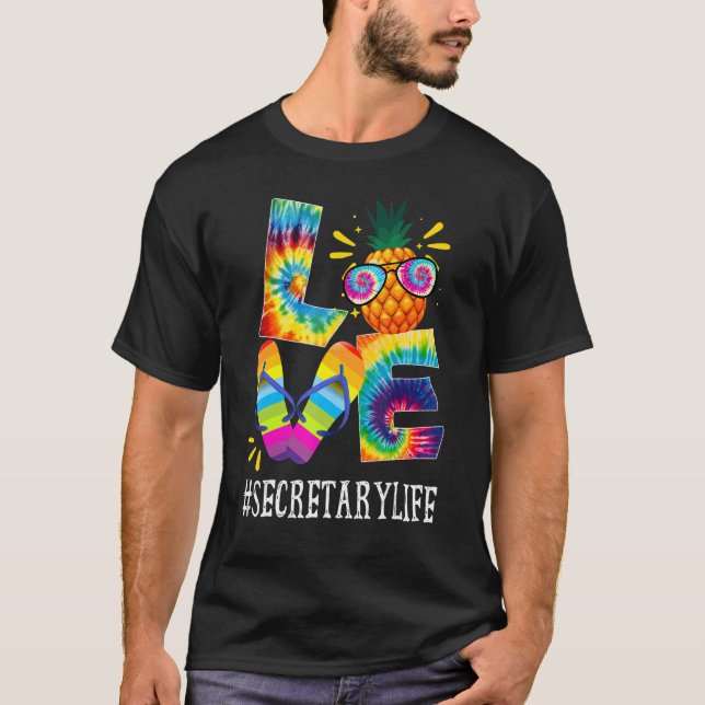 Secretary Love Pineapple Summer  Off Duty Tie Dye T-Shirt (Front)