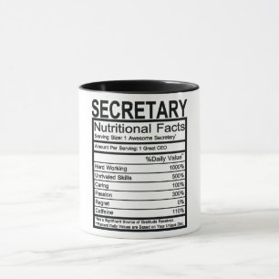 Secretary Nutritional Facts Mug