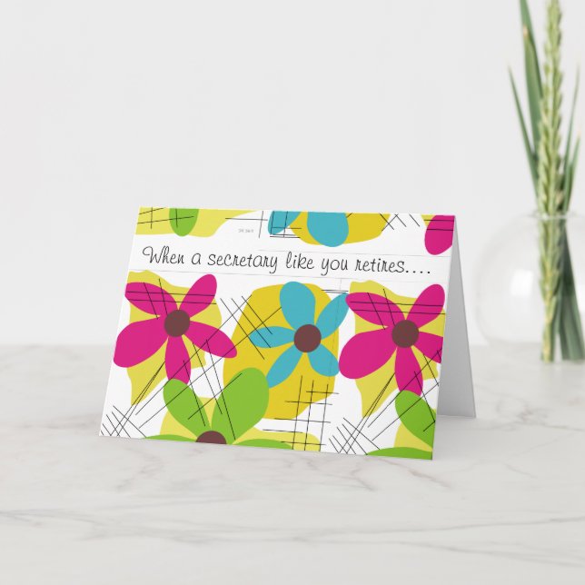 Secretary Retirement Card Floral Design (Front)