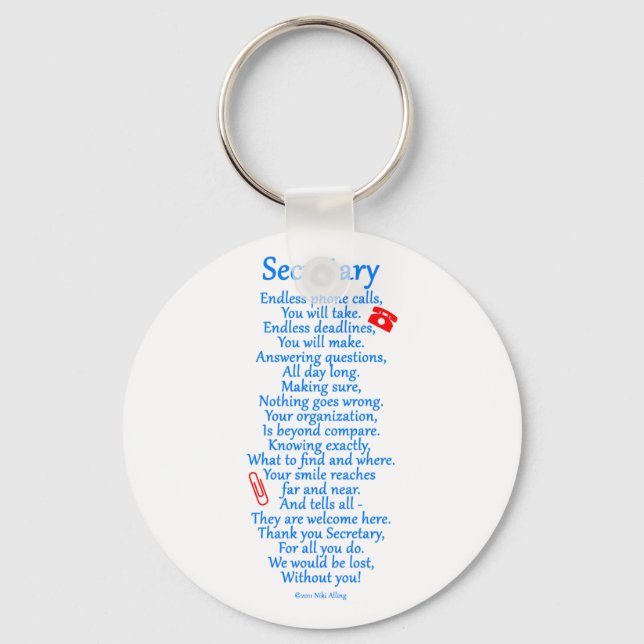 Secretary  Thank You Key Ring (Front)