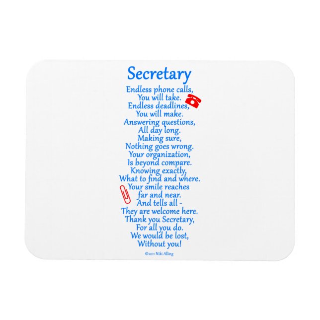 Secretary  Thank You Magnet (Horizontal)