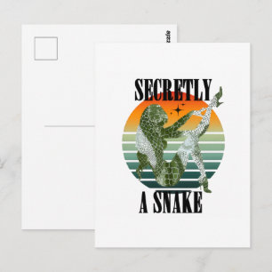 Secretly A Snake. Retro Whimsical Text Postcard