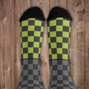 Secretly Wild check grey green on grey Socks