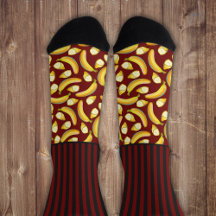 Secretly Wild stripes with bananas, on red