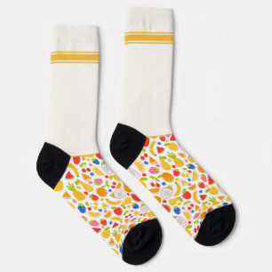 Secretly Wild Summer fruits pattern with white Socks