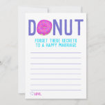 Secrets to a Happy Marriage Wedding Advice Card<br><div class="desc">Doughnut forget these secrets to a happy marriage,  pink frosted doughnut with coloured sprinkles wedding advice cards for guests to write down sage marriage advice for brides and grooms.</div>