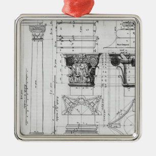 Section and elevation of a composite column metal tree decoration