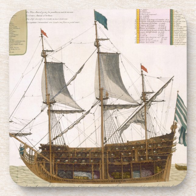 Section through a French first-rate ship of 104 ca Coaster (Front)