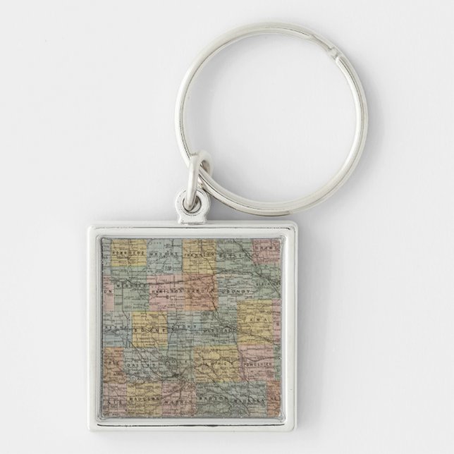 Sectional map of Iowa Key Ring (Front)