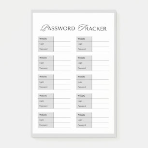 Secure Password Tracker Post-It Notes