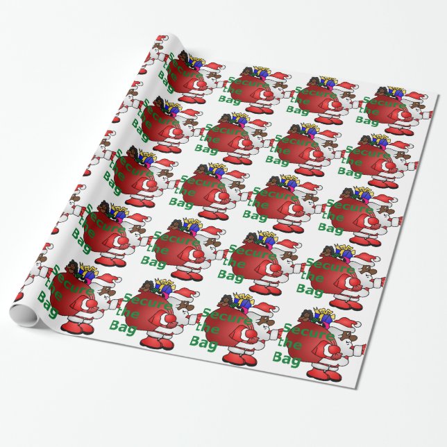 secure the bag black santa wrapping paper (Unrolled)
