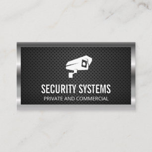 Security Camera Icon   Metal Border Mesh Business Card