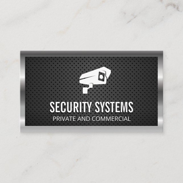 Security Camera Icon | Metal Border Mesh Business Card (Front)