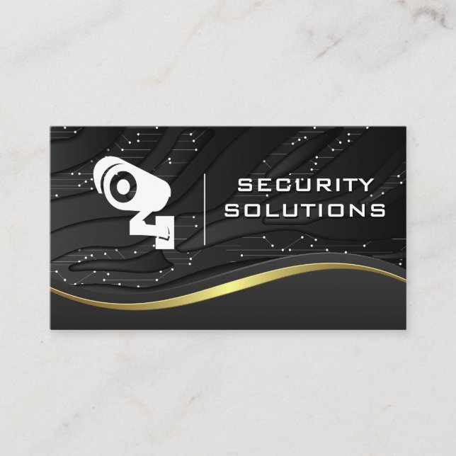 Security Camera Icon | Tech Background Business Card (Front)