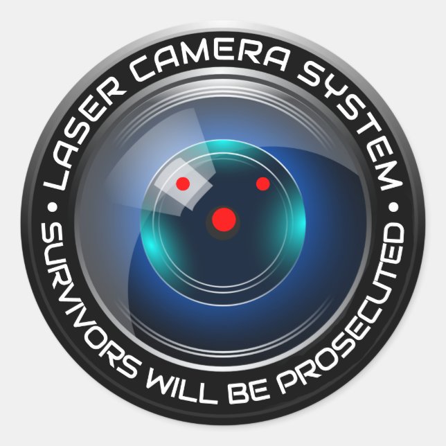 Security Camera Laser System Surveillance Humour Classic Round Sticker (Front)