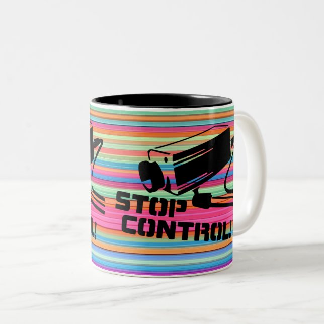 Security Camera Privacy Awareness Design Two-Tone Coffee Mug (Front Right)