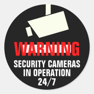 Security Camera Round Warning Sticker