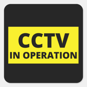 Security Camera Warning Square Sticker