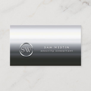 Security Consultant Chrome Monogram Business Card