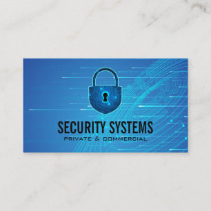 Security Cyber Lock   Tech Background Business Card
