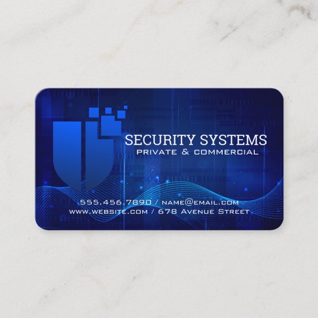 Security Cyber Shield Logo | Tech Systems Business Card (Front)
