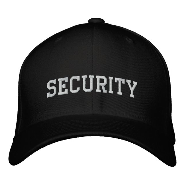 Security  embroidered in white on black cap|hat hat (Front)