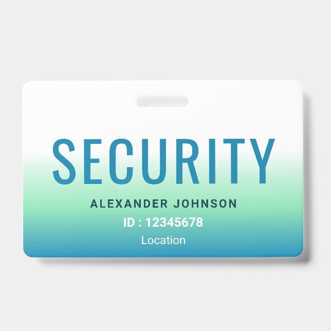 Security Employee Identification Simple Modern ID Badge (Front)