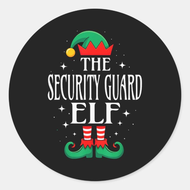 Security Guard Elf Job Title Funny Christmas Match Classic Round Sticker (Front)