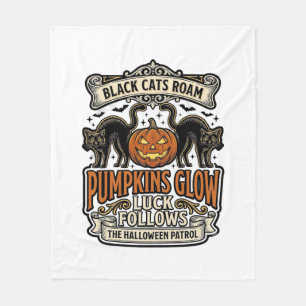 Security Guard Halloween Shirt with Black Cats & P Fleece Blanket