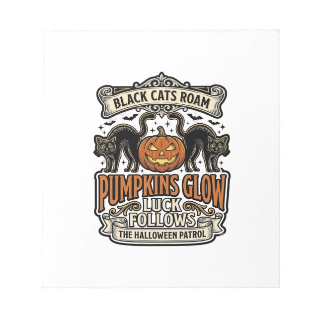 Security Guard Halloween Shirt with Black Cats & P Notepad (Front)