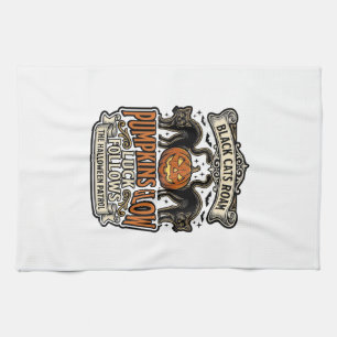 Security Guard Halloween Shirt with Black Cats & P Tea Towel