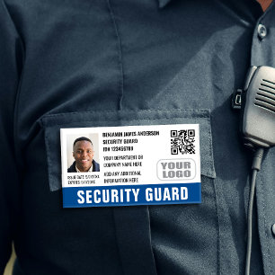 Security Guard ID Photo Name Logo QR Blue Name Tag