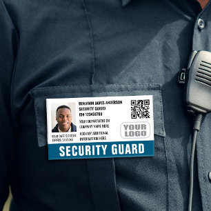 Security Guard ID Photo Name Logo QR Teal Tag