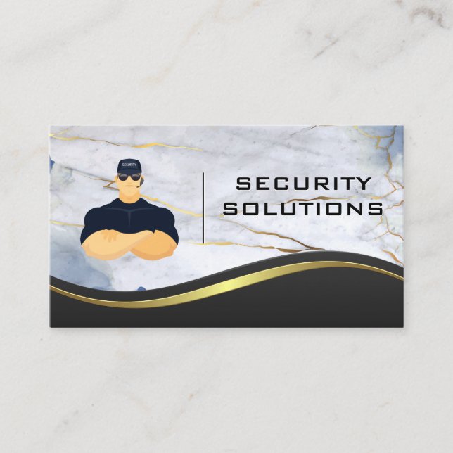 Security Guard | Metal Marble Business Card (Front)