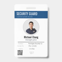 Security Guard Photo ID Badge Custom Template