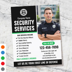 Security Guard Services Company Logo Green Custom Flyer