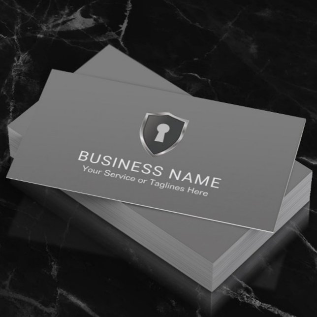 Security Keyhole Logo Warehouse Storage Service Business Card (Creator Uploaded)
