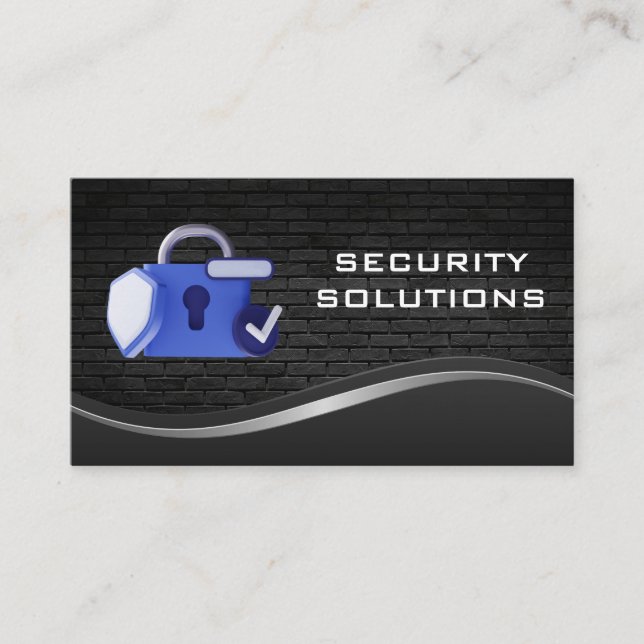Security Lock Logo | Brick Wall Business Card (Front)