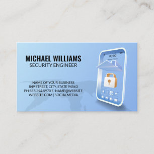 Security Mobile App World Map Business Card