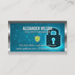 Security Network Lock Metal Border Business Card