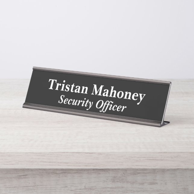 Security Officer Black Desk Name Plate (Front)