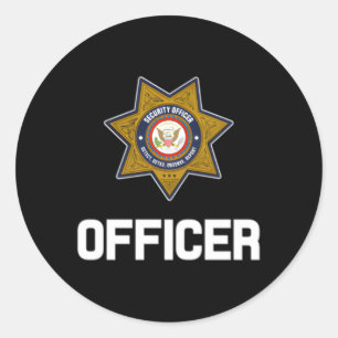 Security Officer Enforcet Badge Police Guards Unif Classic Round Sticker