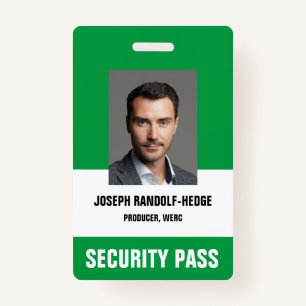 SECURITY PASS - Vertical Photo I.D. Badge ID Badge